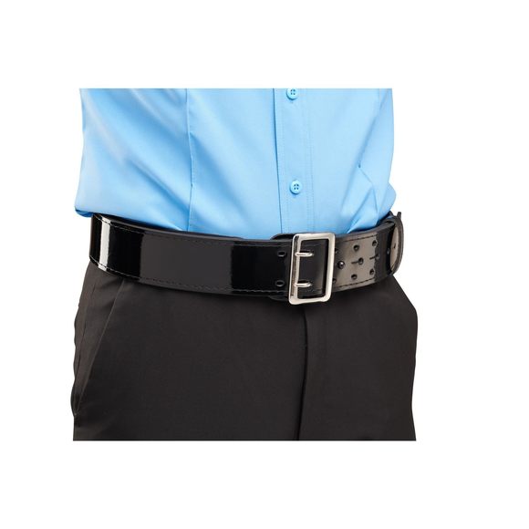 2.25" Fully Lined High Gloss Sam Browne Leather Belt With Chrome Buckle Order✋ - Picture 2 of 6